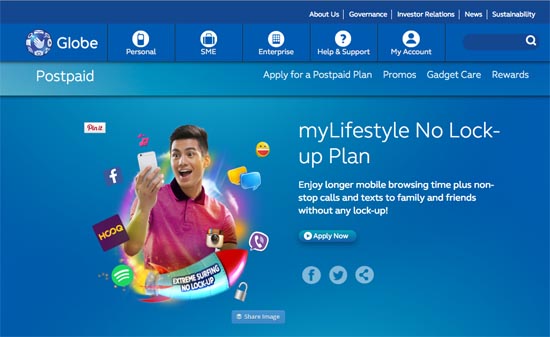 my lifestyle no lock up plan from globe